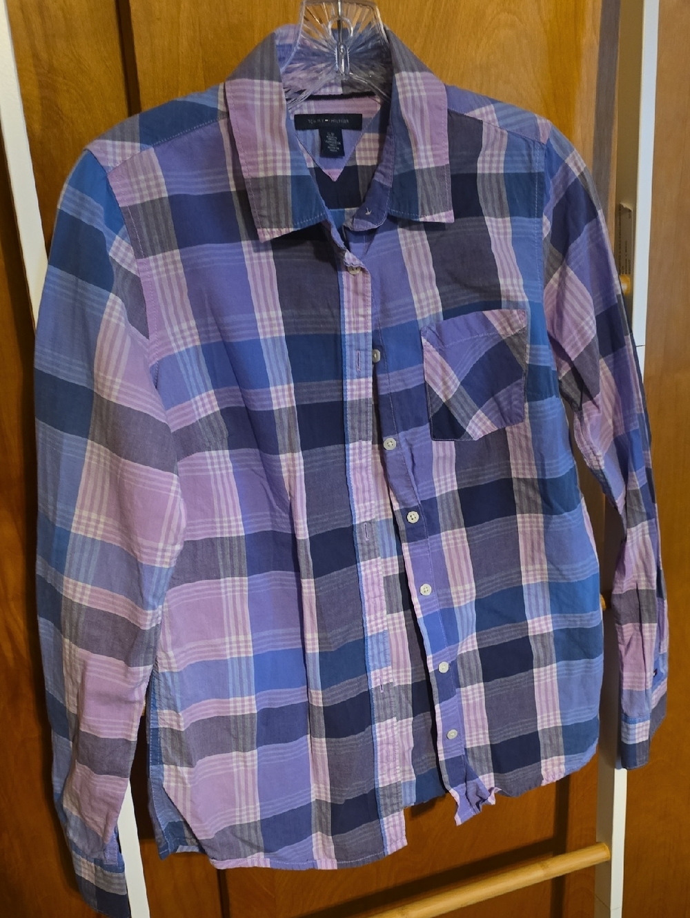 Tommy Hilfiger Purple and Blue Plaid Button-Up Shirt